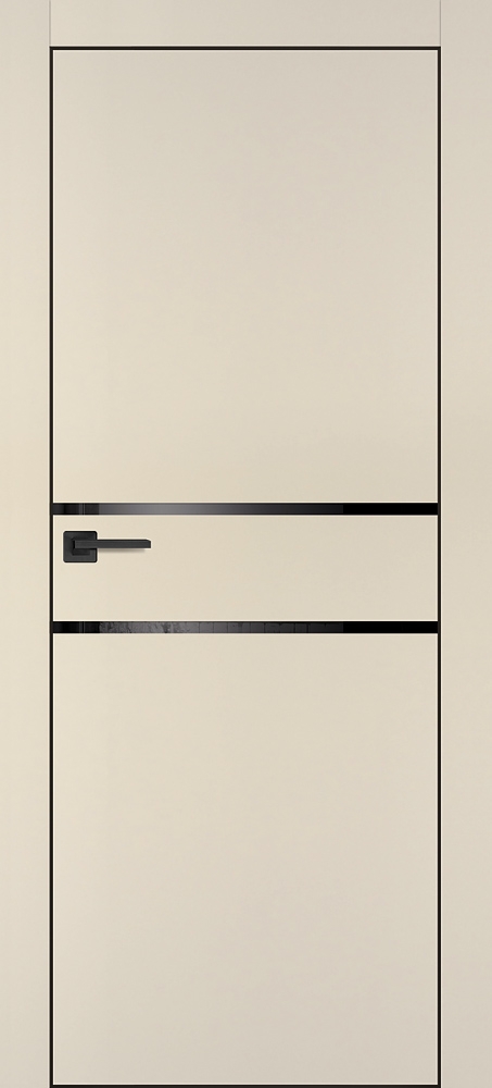 Фото Межкомнатная дверь PX-18 черная кромка с 4-х ст. Бежевый матовый