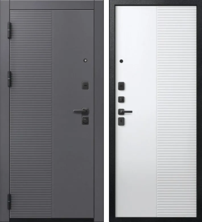 Фото Дверь V-18 Черный муар + Кашемир графит - Кашемир Белый DIS007358